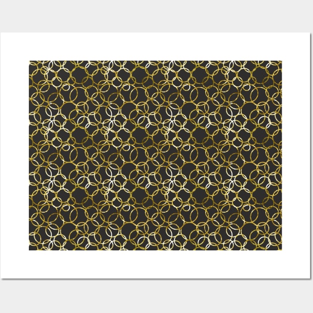 Black and Gold Rings Abstract Pattern Wall Art by Printable Pretty